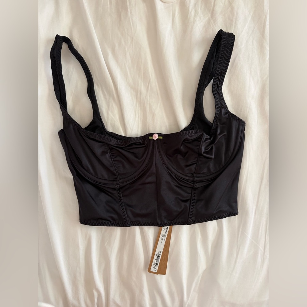 SKIMS Black Satin Bra / corset top / bustier size XS